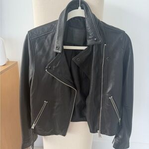 All Saints Dark Leather Moto Jacket
